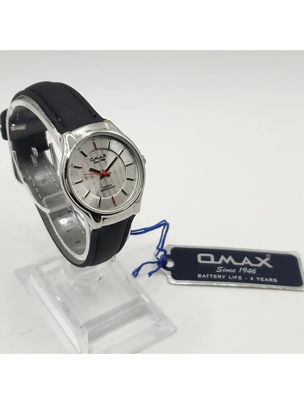 Omax Silver Tone Round Dial Quartz Womens Watch With Tag 26mm New Battery
